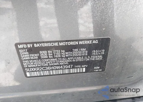 2017 BMW X5 Sdrive35I z USA, uszkodzony, nr VIN 5UXKR2C36H0W43947